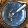 ASSIETTE CALOTTE MALO 22CM DE COULEUR BLEUE EN GRES/