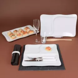 ASSIETTE SAVEUR 2 COMPARTIMENTS 37 X 23CM  /